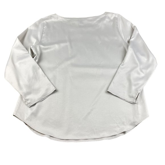 Eileen Fisher Women's Satin Ballet Neck Top Recycled Polyester Bone NWT Sz S/P - Picture 2 of 8